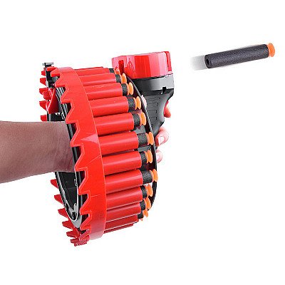 Žaislinis automatinis ginklas su putplasčio šoviniais