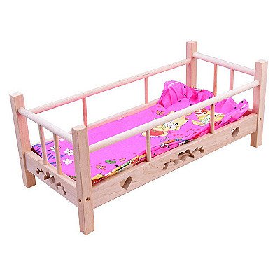 Medinė lova lėlėms + patalynė