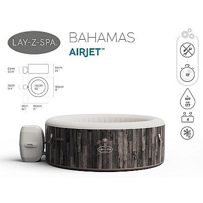 Bestway Jacuzzi Lay-Z-Spa Bahamas 4 Persons 180X66 60005