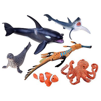 Įvairios jūros gyvūnų figūrėkės