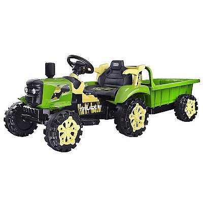 Vaikiškas elektrinis traktorius su savivarte priekaba