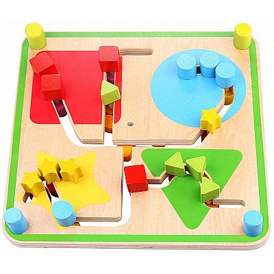 Dvipusis montessori labirinto žaidimas 2in1 gyvūnai Ir formos Tooky Toy