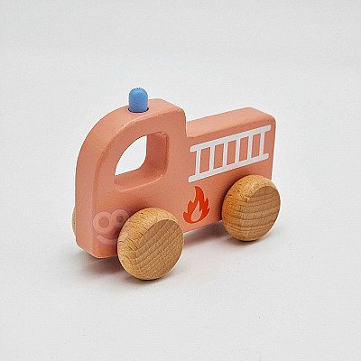 Vaikiškas medinis stumiamas ugniagesių automobilis Tooky Toy