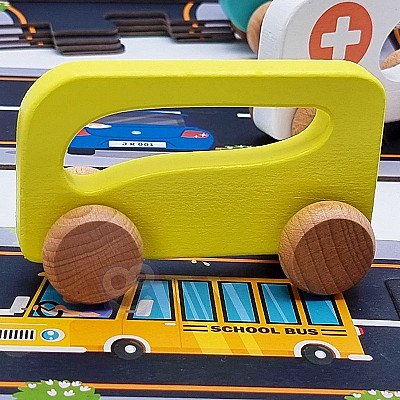 Medinis stumiamas autobusiukas vaikams Tooky Toy