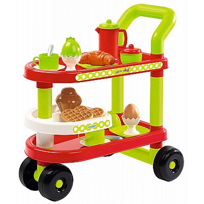 Vaikiškas pusryčių aptarnavimo vežimėlis su priedais