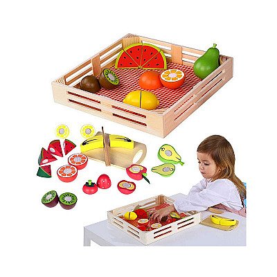 Mediniai pjaustomi žaisliniai vaisiai dėžutėje Tooky Toy
