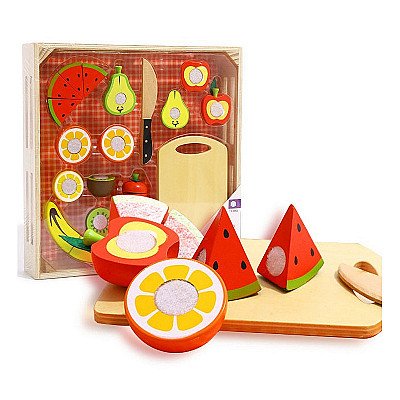 Mediniai pjaustomi žaisliniai vaisiai dėžutėje Tooky Toy