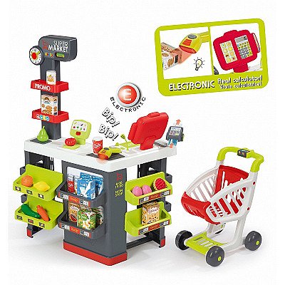 Žaislinė parduotuvė su vežimėliu ir priedais Simba Smoby