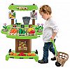 Žaislnė vaisių ir daržovių parduotuvė su vežimu ir priedais