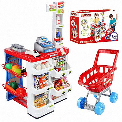 Žaislinė parduotuvė su vežimėliu ir priedais Woopie