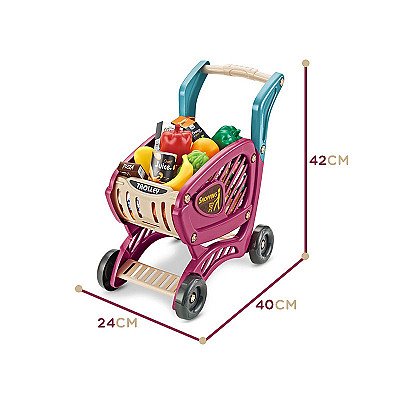 Vaikiškas violetinis pirkinių vežimėlis su priedais Woopie