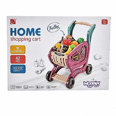 Vaikiškas violetinis pirkinių vežimėlis su priedais Woopie