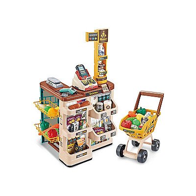 Žaislinis supermarketas su pirkinių vežimėliu ir priedais Woopie