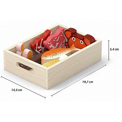 Vaikiškas medinis maisto prekių rinkinys dėžėse Viga