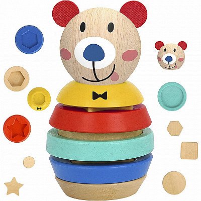 Medinis Bokštas - Dėlionė Vaikams Teddy Bear 11 vnt. Tooky Toy