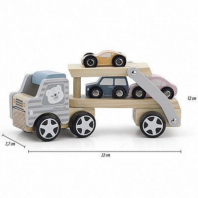 Viga Medinė Priekaba Su Žaisliniais Automobiliais Polarb