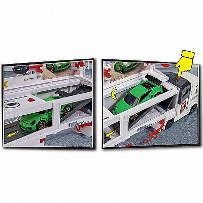 Majorette Porsche Mobilusis Centras Man Tgx Sunkvežimis 2 Transporto Priemonės