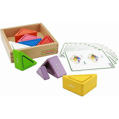 Medinis vaikiškas žaidimas Spalvingos kaladėlės/trikampiai Masterkidz