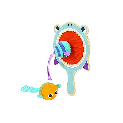 Vaikiška Medinė Gaudyklė Ryklys ir Dvi Velcro Žuvys Tooky Toy