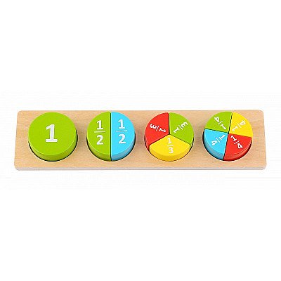 Tooky Toy Medinės Edukacinės Apvalios Dėlionės, Skirtos Mokytis Trupmenų Matematikos