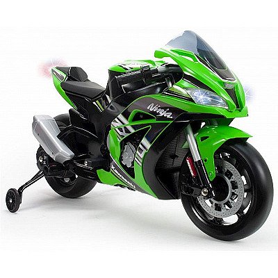Injusa Kawasaki Ninja Motociklo 12V Baterija Mp3 Šviesos Pripučiami Ratai
