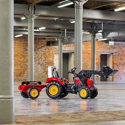 Falk Raudonas Supercharger Pedalinis Traktorius Su Priekaba Nuo 3 Metų