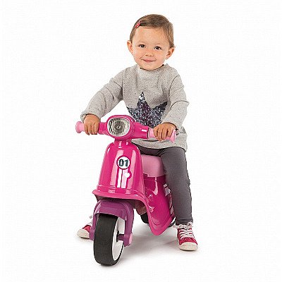 Vaikiškas Rožinis Paspiriamas Motociklas su Tyliais Ratais