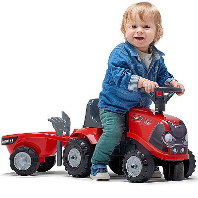 Falk Traktorius Baby Case Ih Ride-On Red Su Priekaba