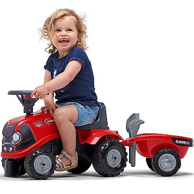 Falk Traktorius Baby Case Ih Ride-On Red Su Priekaba