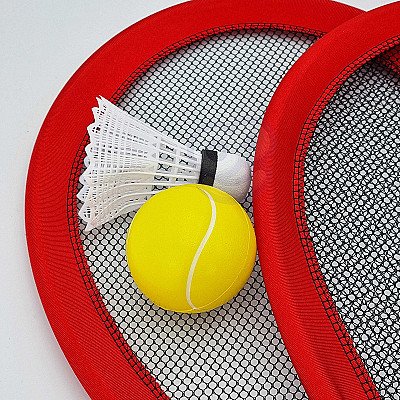 Raudonos Didelės Badmintono Teniso Raketės Vaikams su Priedais Woopie
