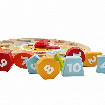 Vaikiškas medinis edukacinis žaislas Laikrodis Tooky Toy