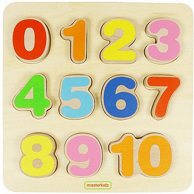 Vaikiška medinė mokomoji lenta su skaičiais nuo 0 iki 10 Masterkidz