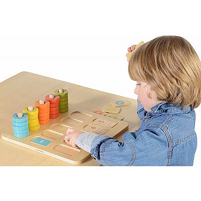 Vaikiška medinė lenta mokanti skaičiavimo bei spalvų Masterkidz