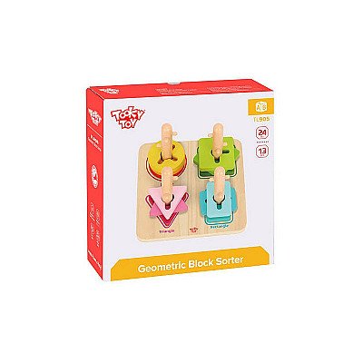 Vaikiškas edukacinis medinis spalvų ir formų rūšiuoklis Tooky Toy
