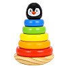 Linguojantis medinis žaislas piramidė Pingvinas TOOKY TOY