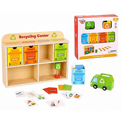 Vaikiškas medinis perdirbimo centras edukacinis rūšiuoklis Tooky Toy