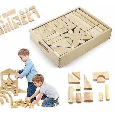 Vaikiškos medinės kaladėlės iš 48 dalių Viga Toys