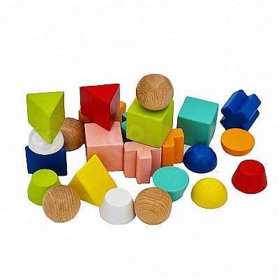 Vaikiškos medinės įvairių formų kaladėlės Tooky Toy