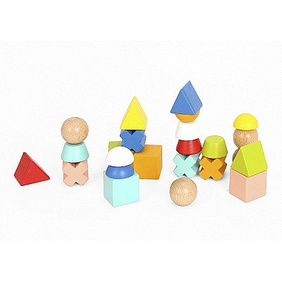 Vaikiškos medinės įvairių formų kaladėlės Tooky Toy