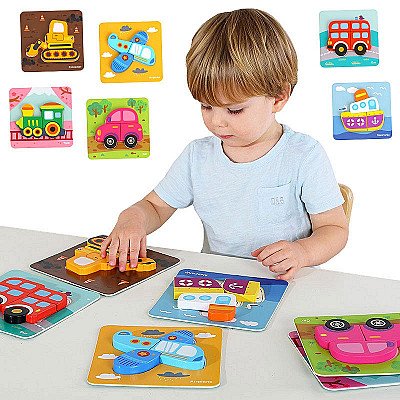 Lavinamosios medinės dėlionės vaikams 6in1 Mini Transportation Puzzle Tooky Toy