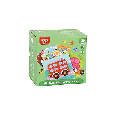 Lavinamosios medinės dėlionės vaikams 6in1 Mini Transportation Puzzle Tooky Toy