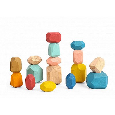 Mediniai montessori balansavimo akmenukai 16 vnt. Tooky Toy