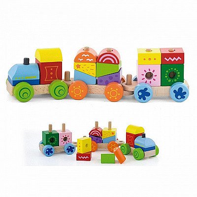 Vaikiškas medinis traukinys iš kaladėlių Viga Toys