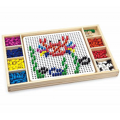Vaikiška medinė mozaika ir stalo žaidimas 2in1 Viga Toys