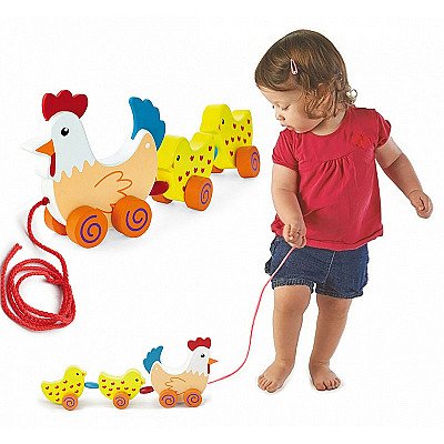 Vaikiškas traukiamas žaislas Vištos 36 cm. Viga
