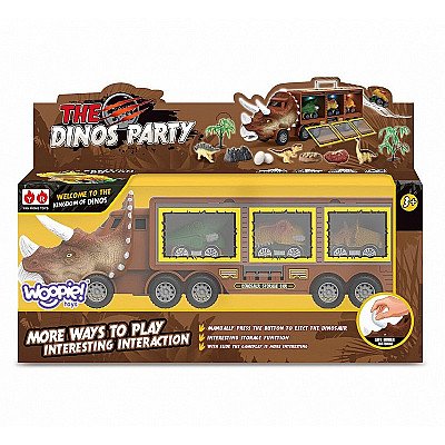 Woopie dinozaurų sunkvežimis su paleidimo priemone ir automobiliais