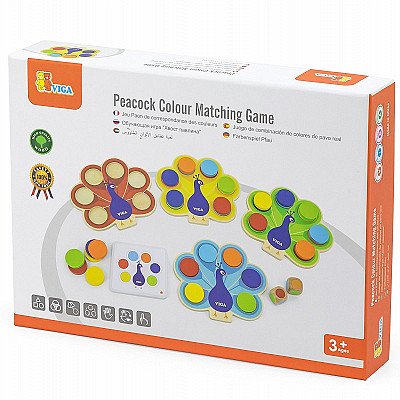 Medinis Spalvotas Montessori Žaidimas Povo Uodega + Kortelės Viga